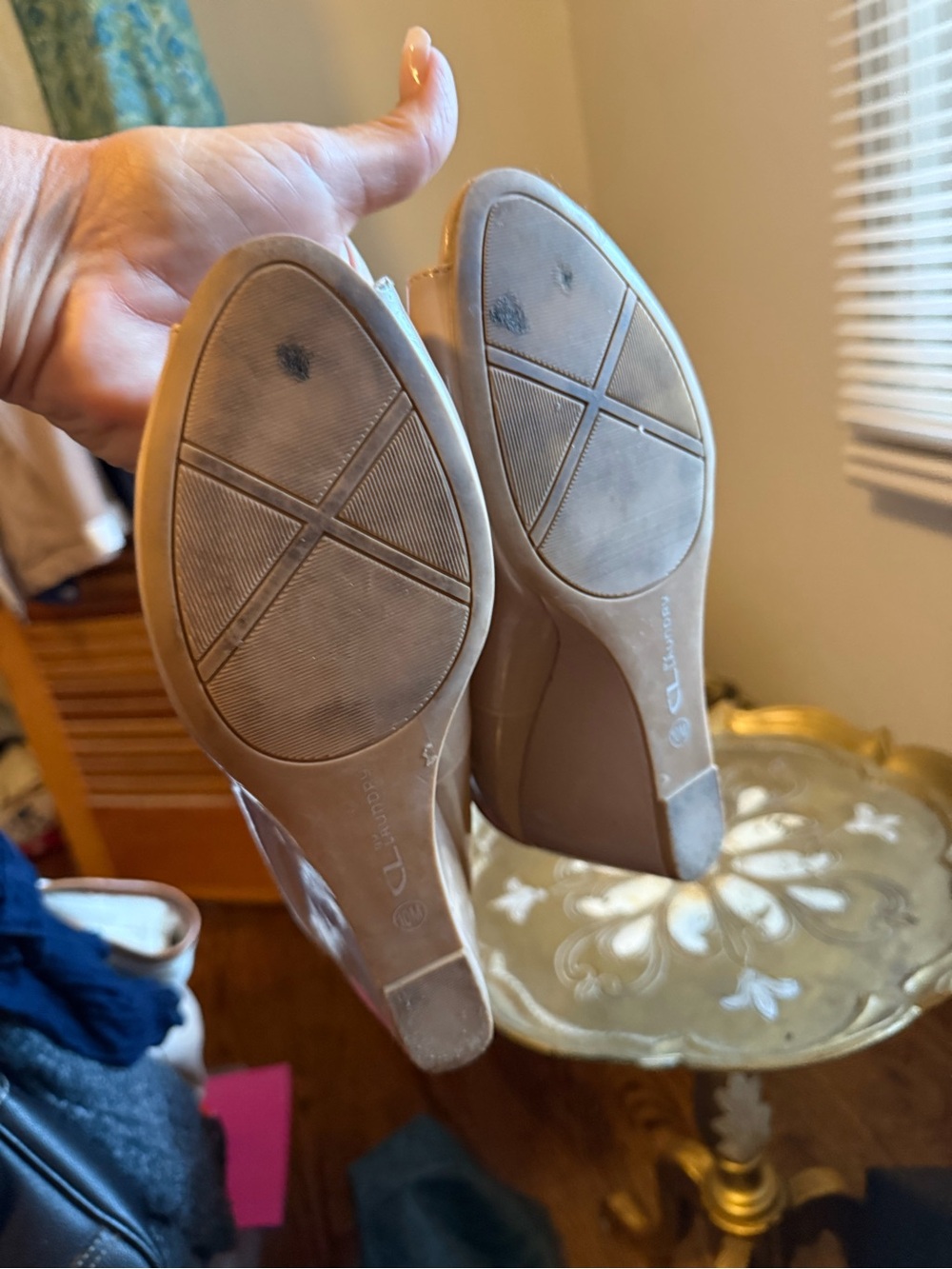 CL by Laundry Nude Clear Strap Mid-Heel Sandals